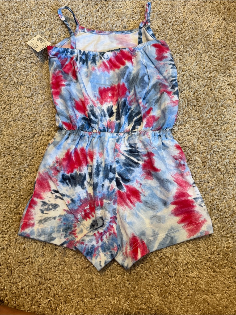 Girls' Tie-Dye Romper - Red, Blue & White